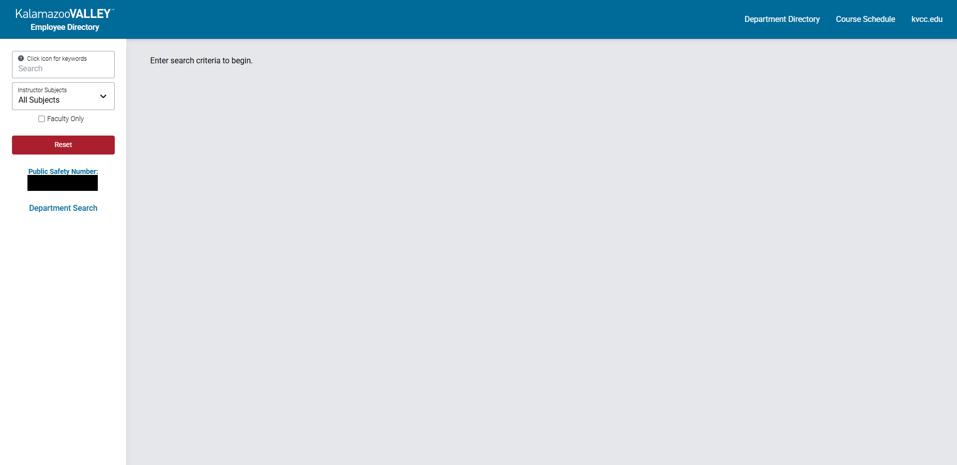Kalamazoo Valley Community College Directory screenshot