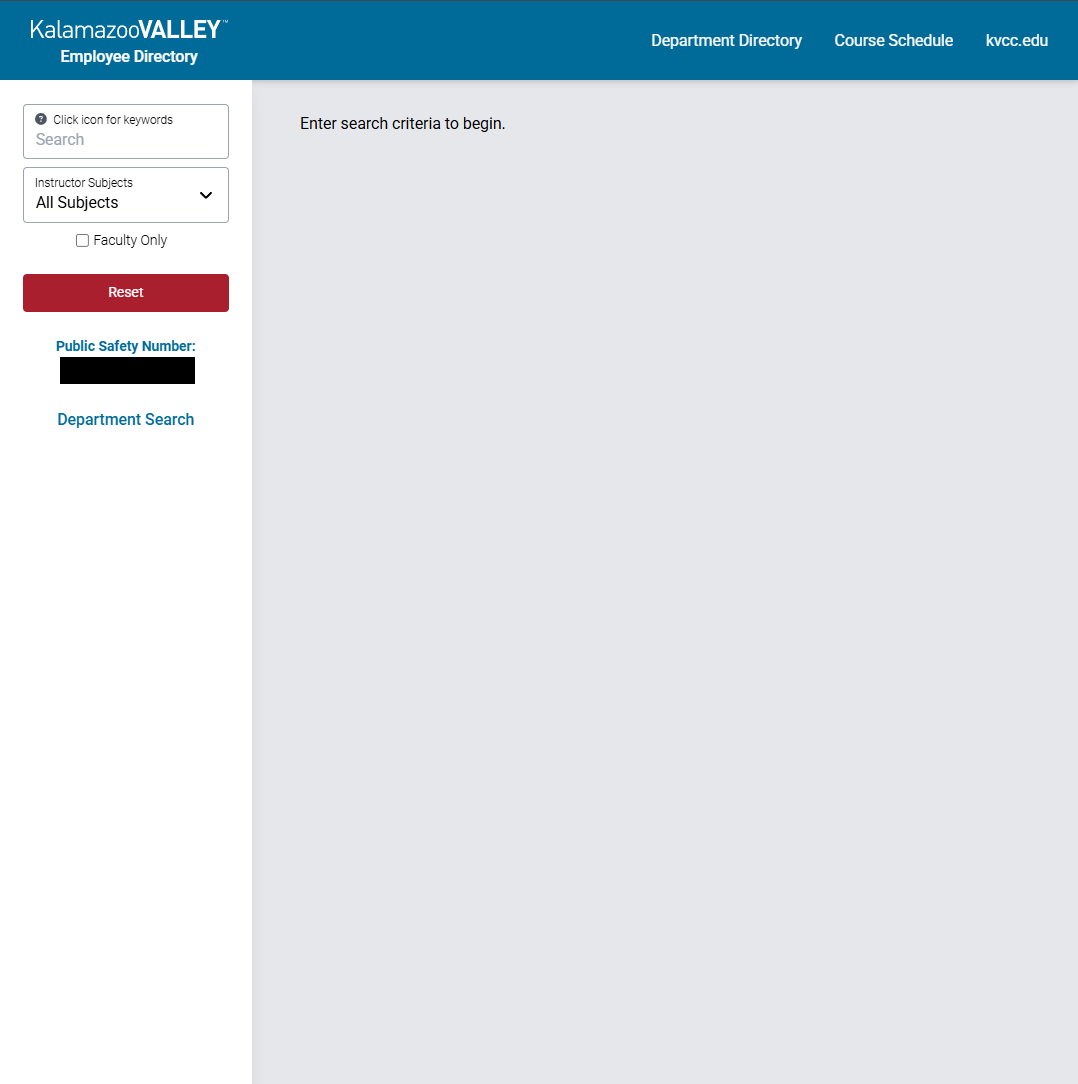 Kalamazoo Valley Community College Directory screenshot