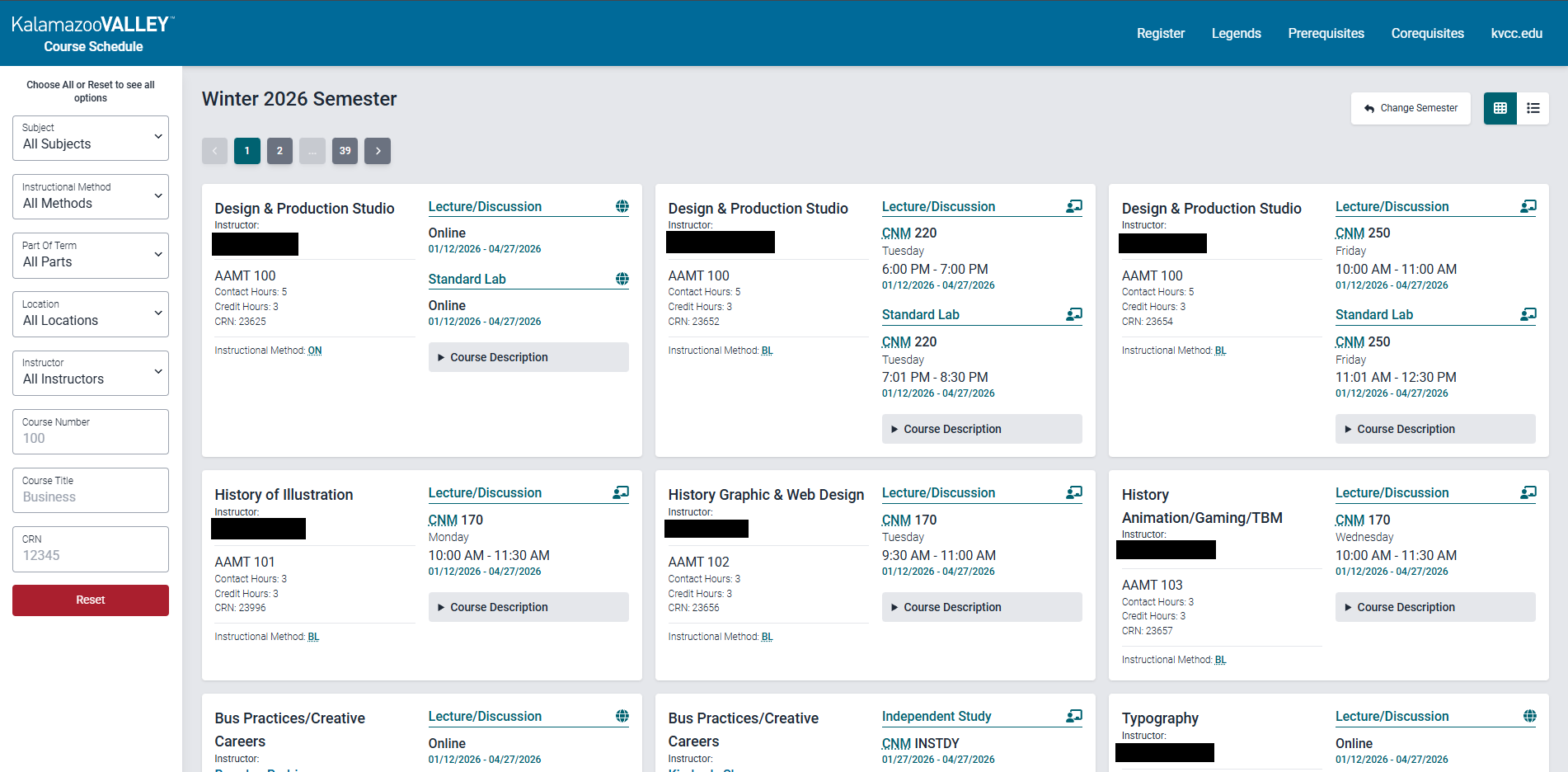 Kalamazoo Valley Community College Directory screenshot